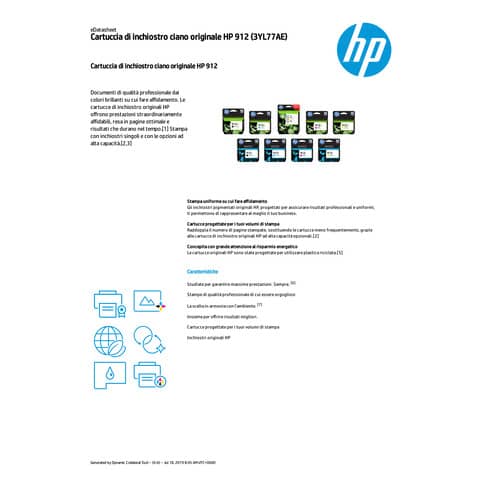 Cartuccia Inkjet HP 912 ciano  3YL77AE-BGX